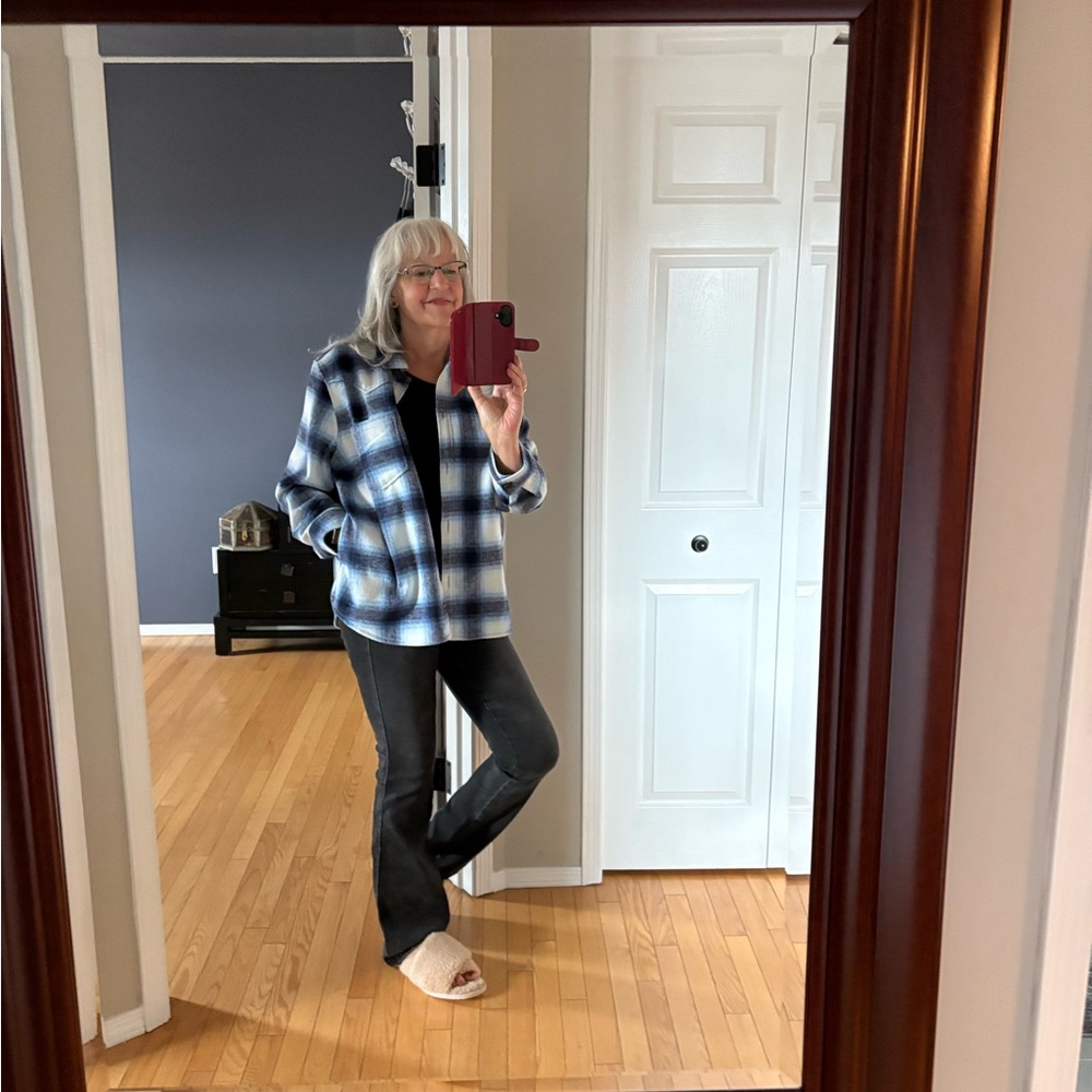 Rails Blue and White Plaid Shacket